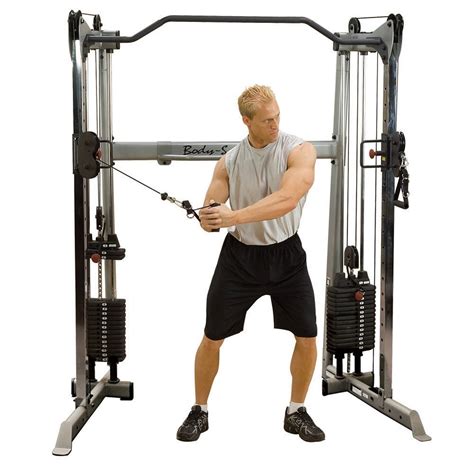 Cable machine home gym. The Commercial Home Gym smith machine measures 79 x 49 x 90 inches and features a six-weight storage post and anti-slip rubber feet. Pros. Commercial-style home gym with built-in 350 lb. weights. 16 adjustable heights with 2,000 lb. cross cables. Multi-grip pull-up bars and cross cables. Counterbalanced smith machine supports safe … 