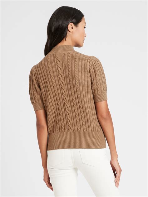 Cableknit Cotton Shortsleeve Sweater