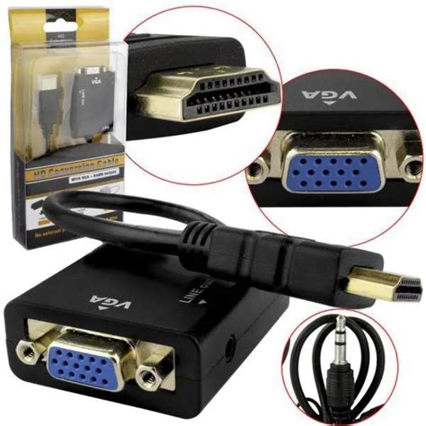 Cabo Conversor Adaptador Hdmi Para Vga Com Saída P2 Áudio