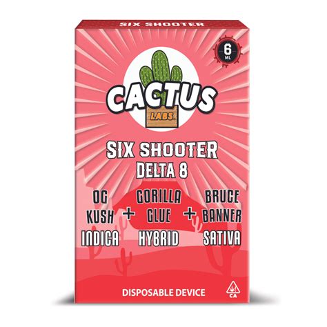 Six Shooter. Six Shooter Delta 11; Six Shooter Delta 8; Six Shooter Delta 9; Six Shooter HHC; Six Shooter Master Blend; Six Shooter THC-A Blend. Cactus Lab Delta 10 (1.5g) Delta 11 (1.5g) Cactus HHC (1.5g) Platinum Collection. 5D blend. Pod; Pod Kit; Gummy. Cactus 5D Blend Gummies; Cactus D9 Gummies; Cactus HHC Gummies; Mushroom Gummies 2500mg .... 