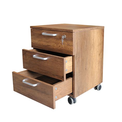 Caesar Hardware 3Drawer Particle Board Wood Mobile File with
