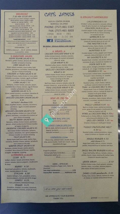 Cafe James Norfolk, VA 23502 - Menu, 31 Reviews and 15 Photos ...