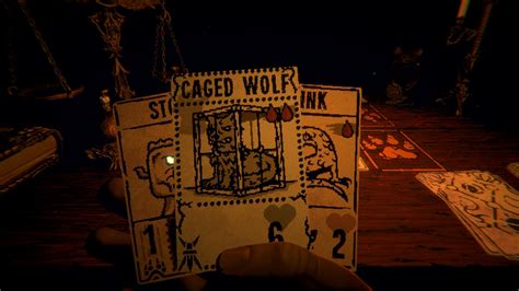 Caged wolf inscryption. Go to inscryption r/inscryption ... So you have opened safe, got key, opened drawers, got caged wolf, destroyed cage, placed on desk with squirrel, got knife, died at least twice, used knife, got new eye (the glowing green one), opened clock? Reply MightyDevil1 ... 