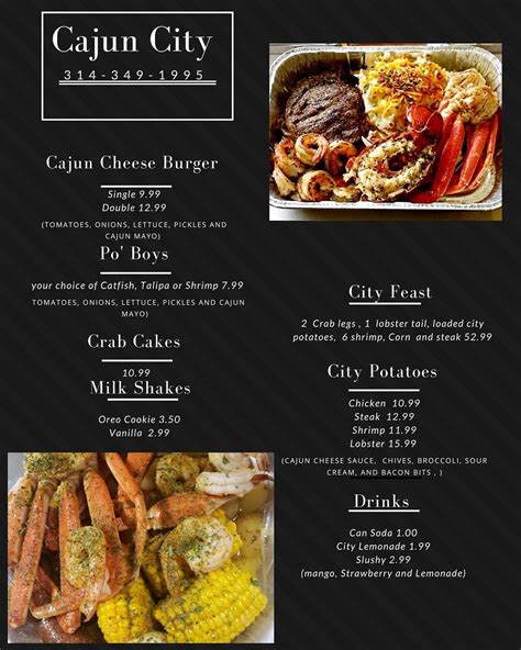 Cajun's City Seafood & Wings in Houston, TX. Call us at (281) 781-8248. Check out our location and hours, and latest menu with photos and reviews.. 