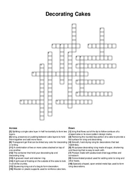 Cake - crossword puzzle clues & answers - Dan Word