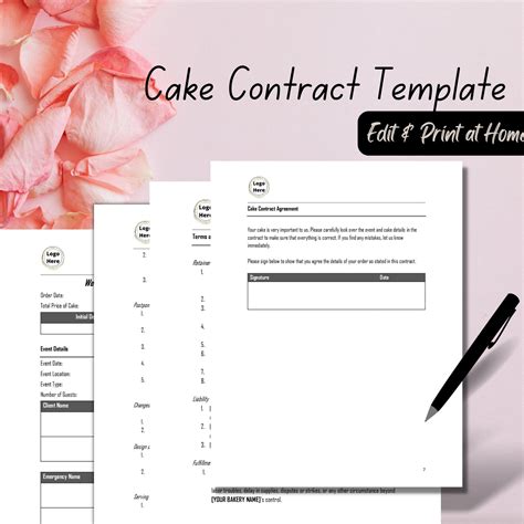 Cake Contract Template Editable