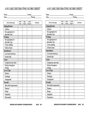 Cake Judging Score Sheet