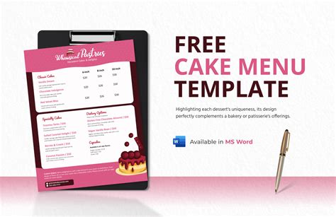 Cake Menu Template in Word Download Template net