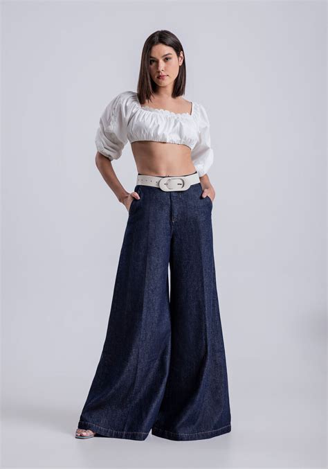 Calça Jeans Wide Leg com Cintura Super Alta Lez a Lez