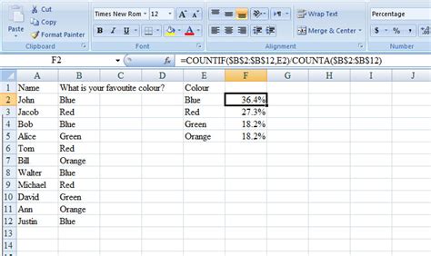 Calculate percentage of answers in Excel - Super User