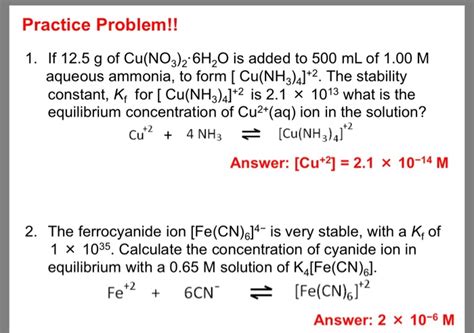 Calculating Solubility Practice Chemistry Practice Problems