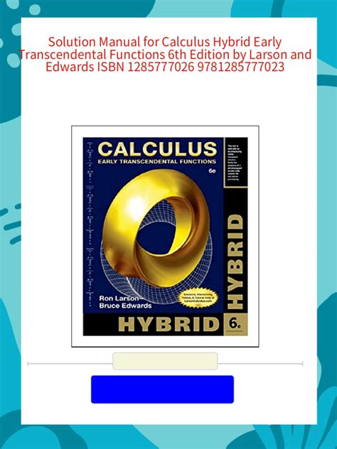 Calculus 6th Edition Solution Manual Larson