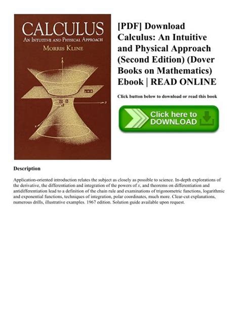 Calculus Intuitive Physical Approach Mathematics