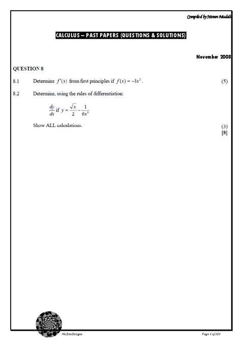 Calculus past exams.  The paper presents a compilation of past test and examination ...
