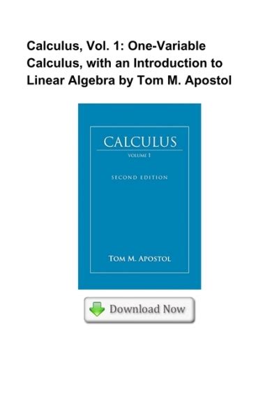 Read Calculus Volume 1 Onevariable Calculus With An Introduction To Linear Algebra By Tom M Apostol