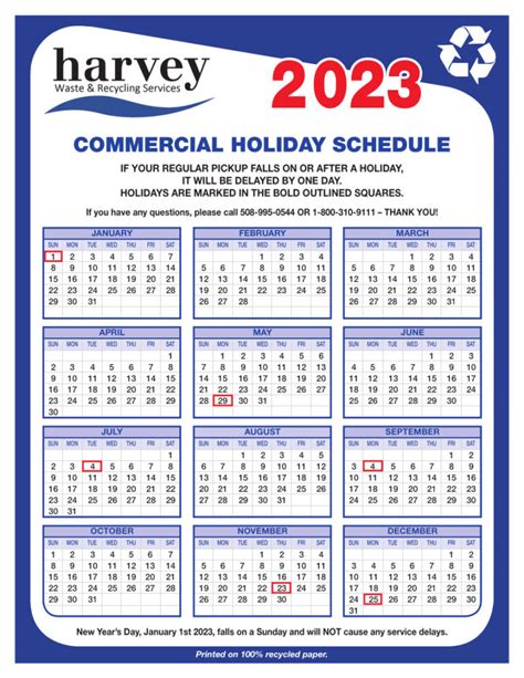 Calendar – ABC Disposal – Harvey Waste & Recycling