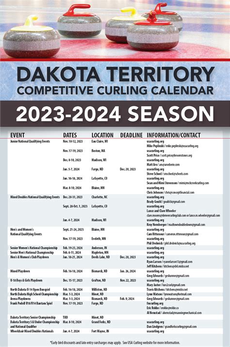 Calendar - Dakota Territory Curling Association