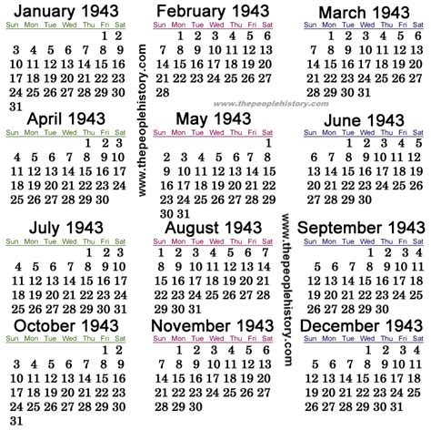Calendar 1943