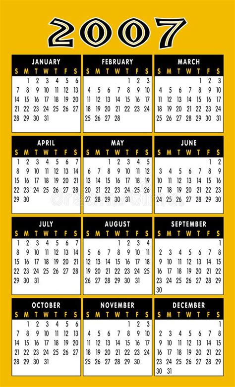 Calendar 2007. A calendar for 2007 on a gold background with the months in a gri , Ad, gold, 