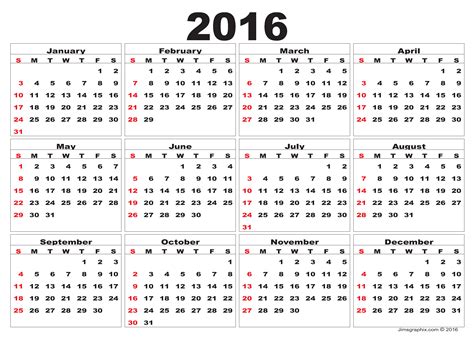 Calendar 2016 Landscape pdf