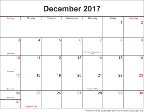 Calendar 2017 December