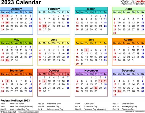 Calendar 2023 Printable One Page
