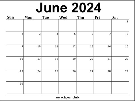 Calendar 2024 June