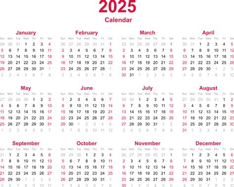 Calendar 2025 PNG Transparent A Comprehensive Guide Design Printable