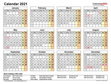 Calendar 365 Uk 2021