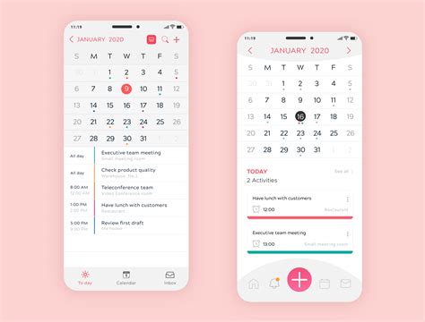 Calendar App Design Template Place