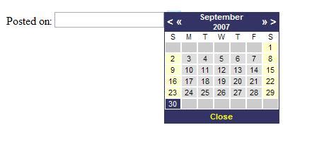 Calendar Control Javascrip