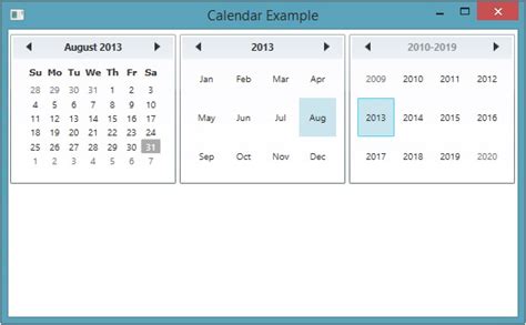 Calendar Control in