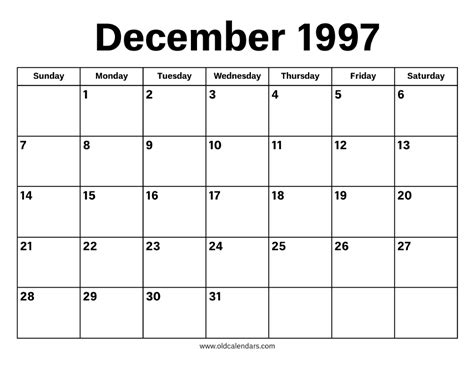 Calendar Dec 1997