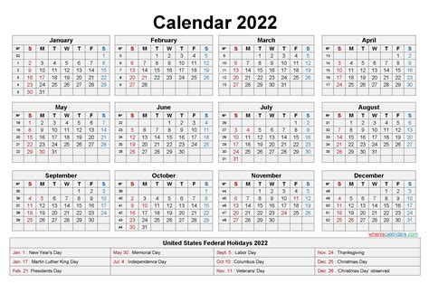 Calendar Excel Template 2022 Customize and Print