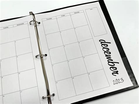 Calendar For Binder