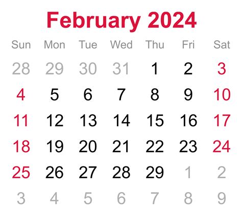 Calendar For Feb 2024