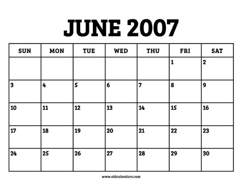 Calendar June 2007