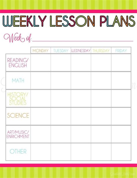 Calendar Lesson Plan Template