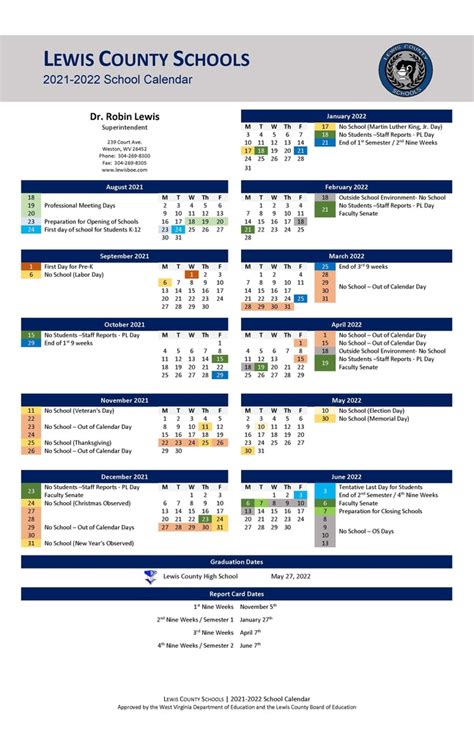 Calendar Lewis County Schools