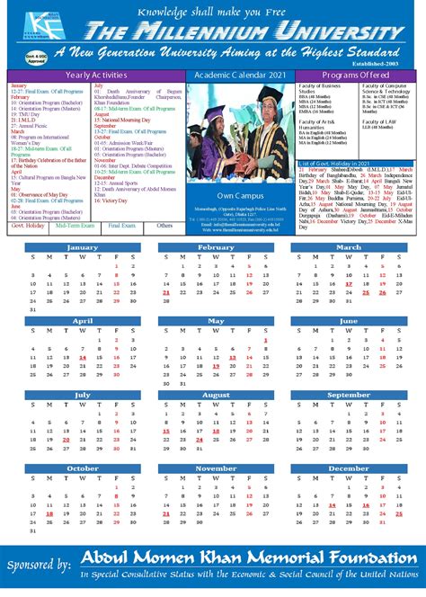 Calendar MC TMU