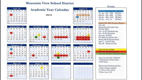 Calendar Mountain View High School