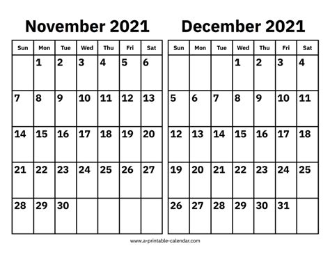 Calendar November December 2021 Best Calendar Example