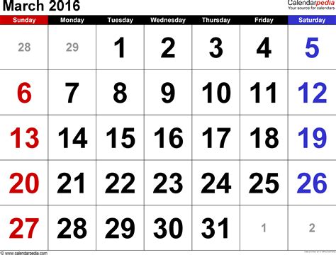 Calendar Of 2016 Marc