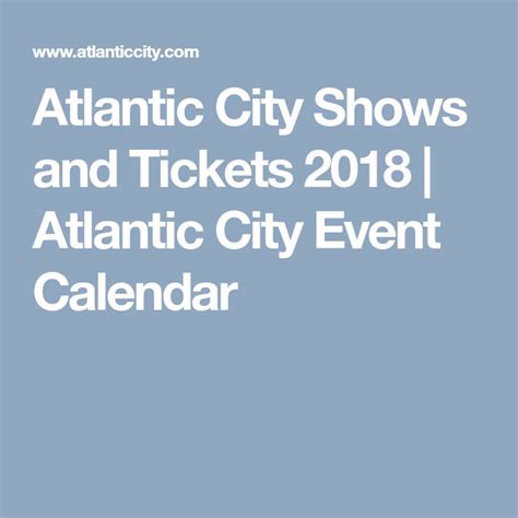 Calendar Of Events Atlantic City
