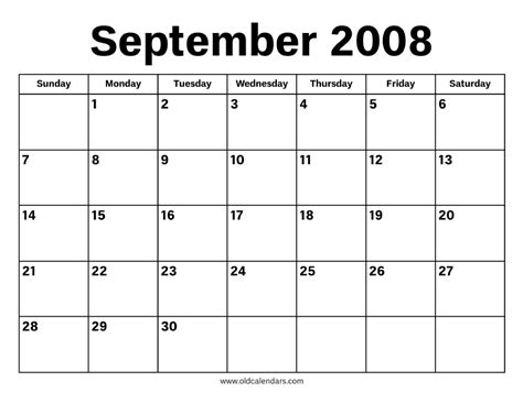 Calendar September 2008