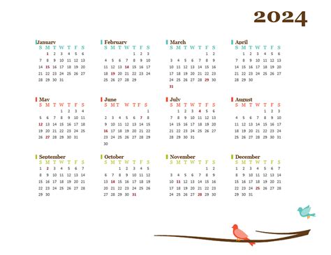 Calendar Template 2024 Word