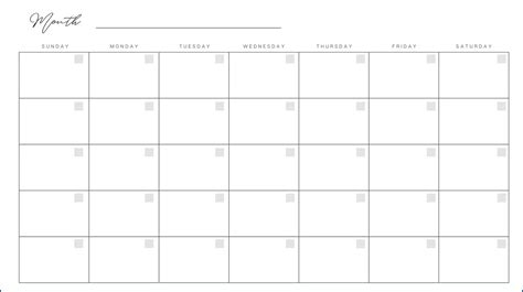 Calendar Template By Month
