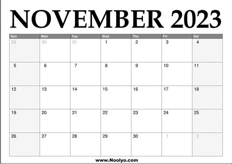 Calendar Template November
