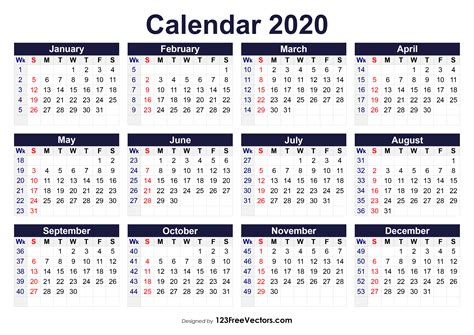 Calendar Templates 2020 Week Numbers Example Calendar Printable