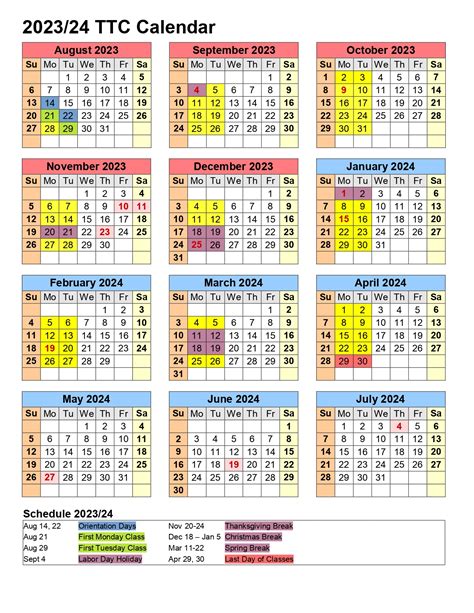Calendar Training Center Classes